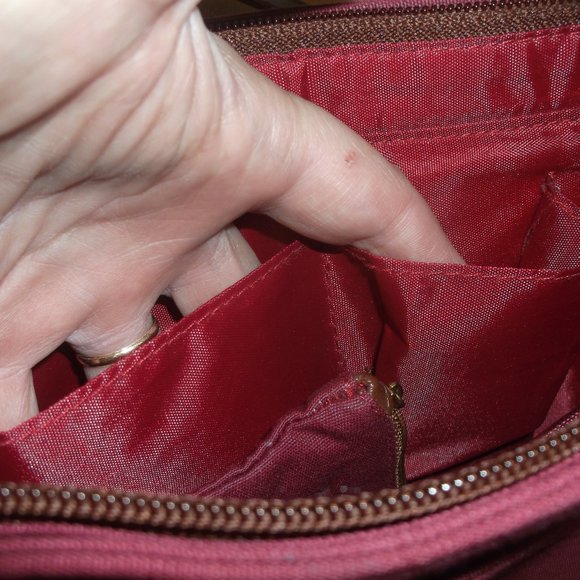 Appleseed's Maroon Red Canvas Purse Handbag - Picture 7 of 10